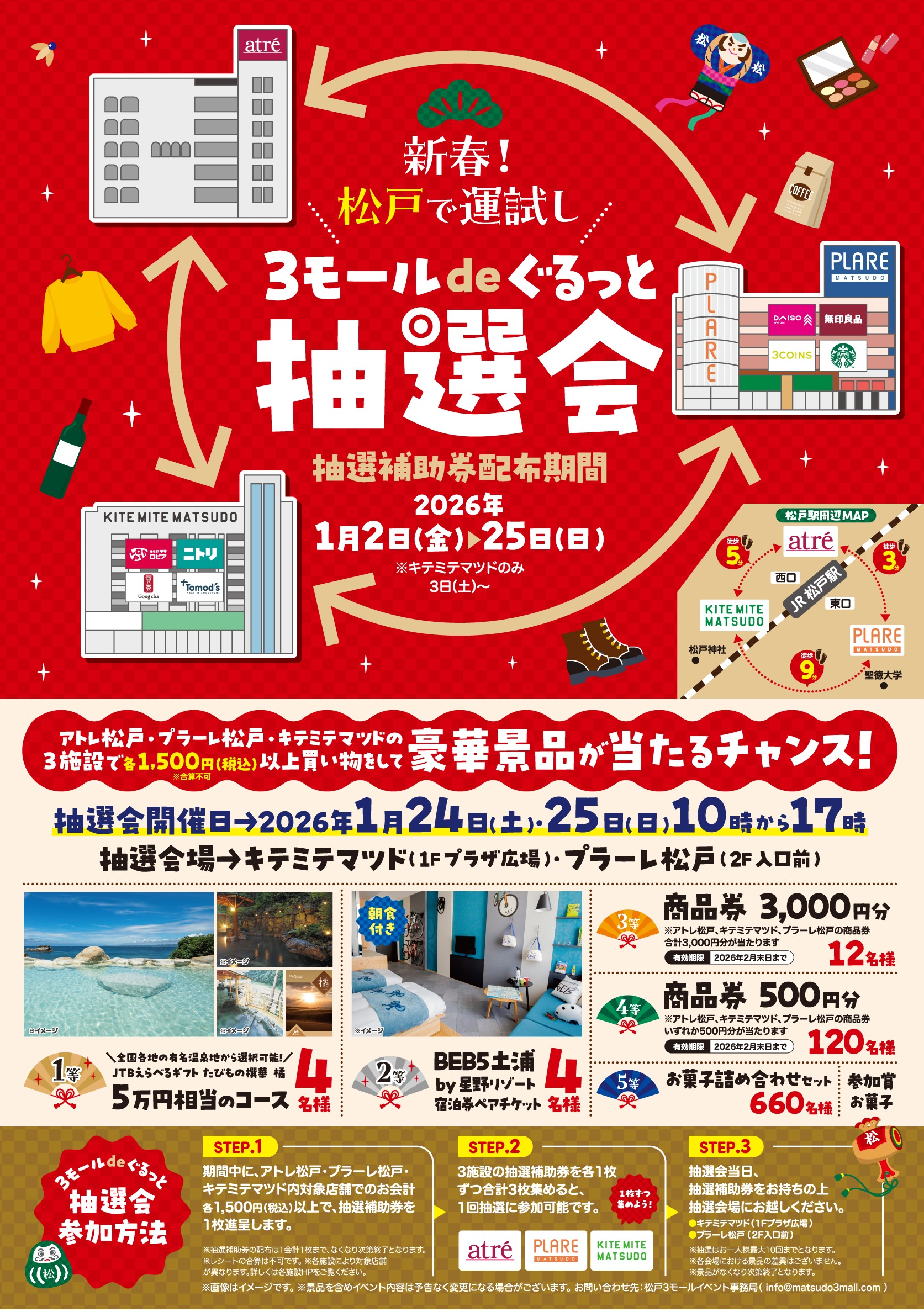 ＼新春！松戸で運試し／3モールdeぐるっと抽選会